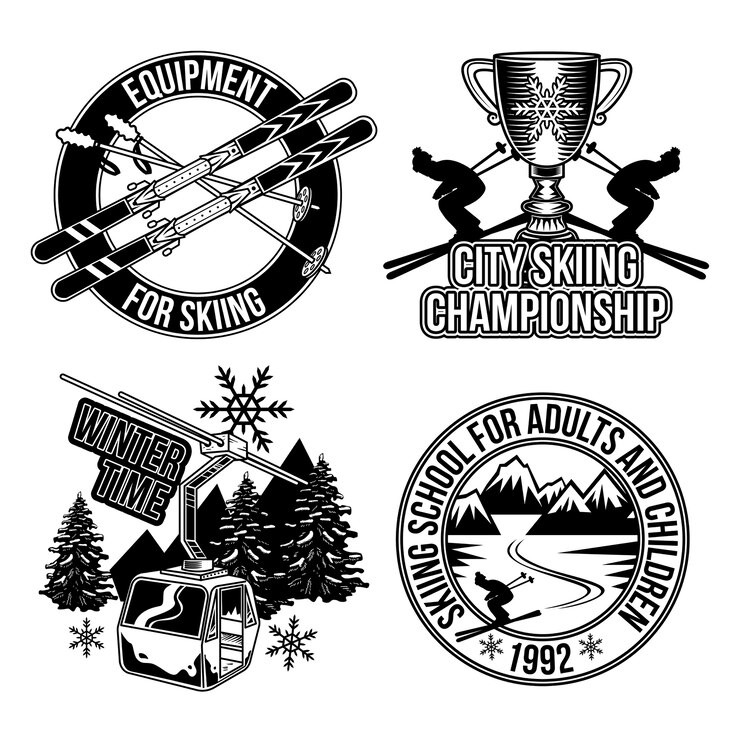 Gratis Vector set skiën emblemen