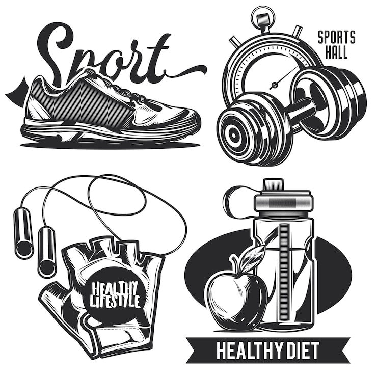 Gratis Vector set sport emblemen, etiketten, insignes, logo's.