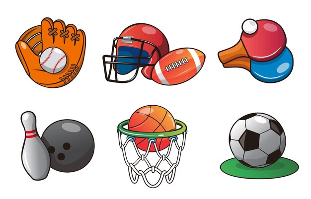 Set sportballen en objectuitrusting voor oefeningen