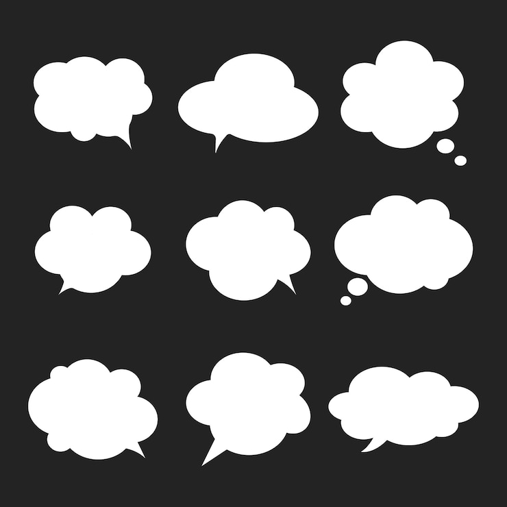 Gratis Vector set spraakbubbels of chatbubbels met de hand getekende krabbels