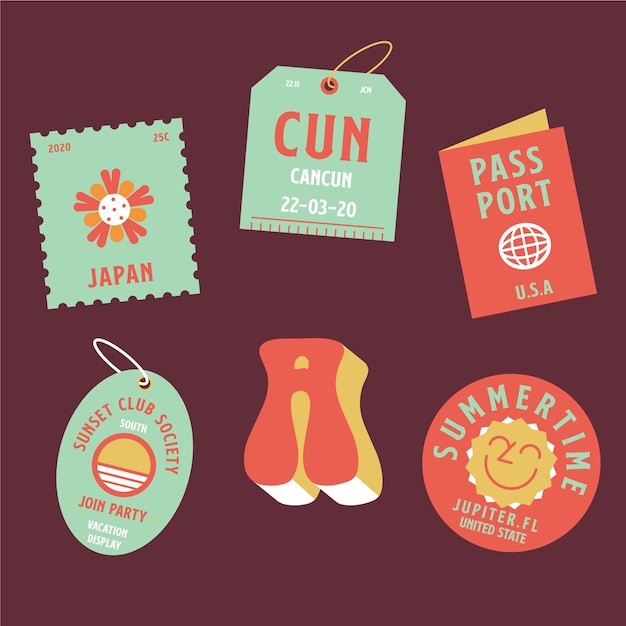 Gratis vector set stickers met zomerherinneringen