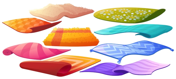 Gratis Vector set tapijten of vloerkleden van verschillende vorm, design