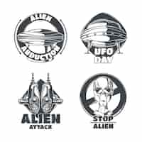 Gratis vector set ufo-emblemen