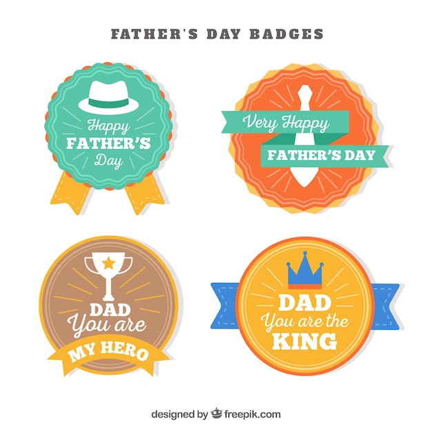 Gratis vector set vaders dag badges in vlakke stijl