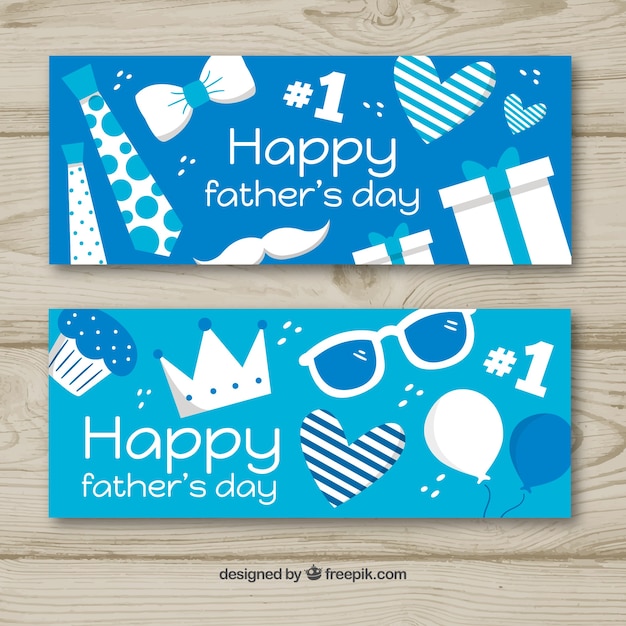 Gratis vector set vaders dag banners met geschenken