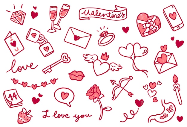 Set Valentijnsdag Doodles