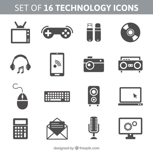 Set van 16 iconen technologie