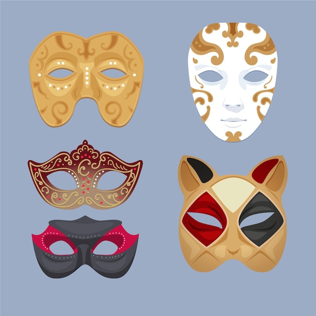 Gratis vector set van 2d maskerade maskers