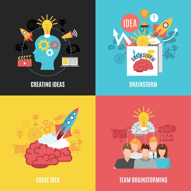 Gratis vector set van 2x2 brainstormsamenstellingen