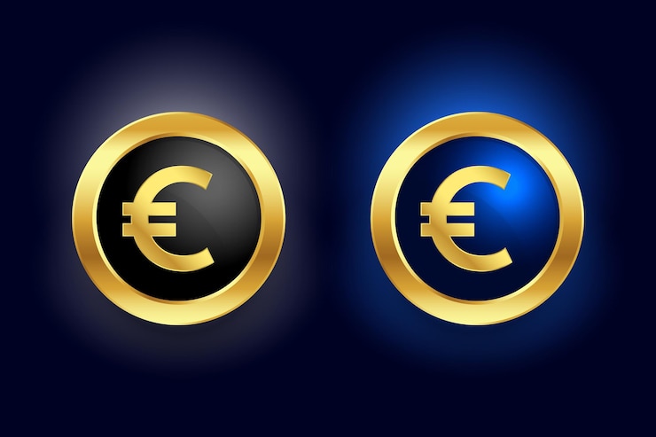 Gratis Vector set van 3d-ontwerp van het symbool van de europese gouden munt