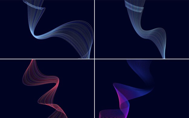 Set van 4 geometrische golfpatroon achtergrond Abstracte golvende lijn vector illustratie