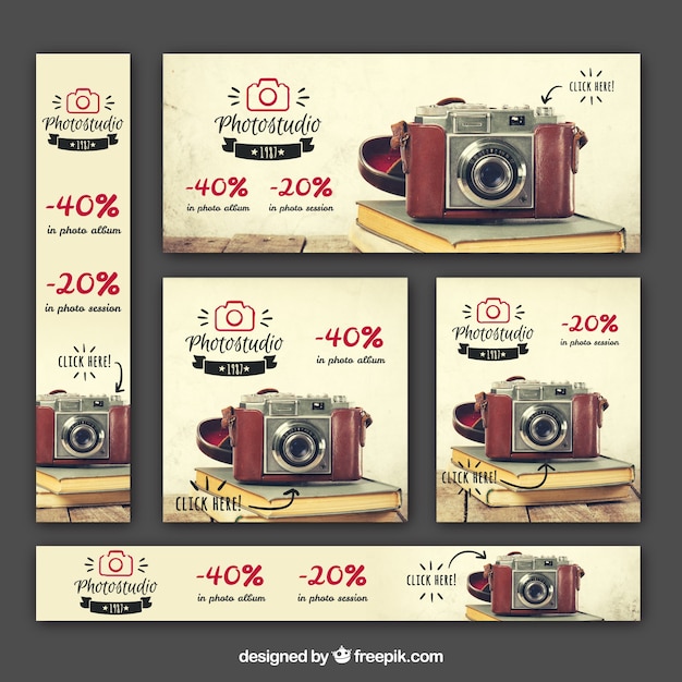 Gratis vector set van aanbod fotografie banners