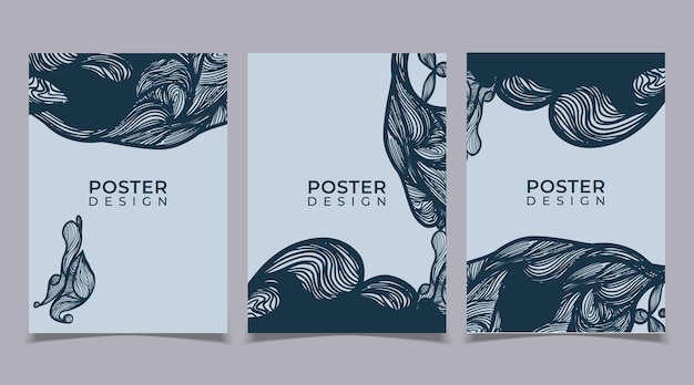 Set van abstracte creatieve universele artistieke sjablonen. Goed voor poster, kaart, uitnodiging, flyer, omslag, banner, plakkaat, brochure en ander grafisch ontwerp.