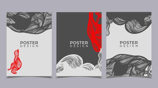 Set van abstracte creatieve universele artistieke sjablonen. Goed voor poster, kaart, uitnodiging, flyer, omslag, banner, plakkaat, brochure en ander grafisch ontwerp.