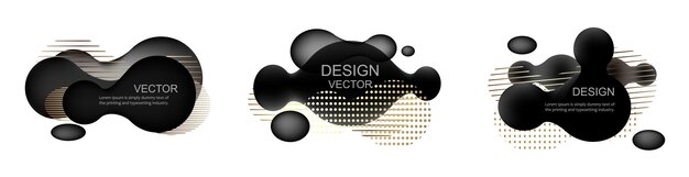 Set van abstracte moderne grafische elementen Dynamische zwartgouden vormen en lijnsjabloon voor het ontwerp van een logo-flyer of presentatie