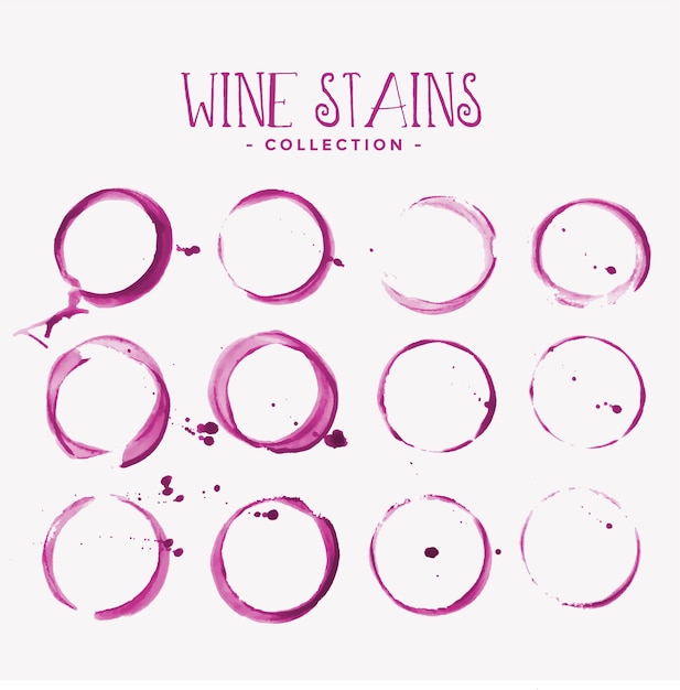 Gratis vector set van abstracte wijn glas vlek textuur achtergrondontwerp