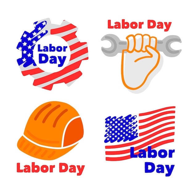 Set van Amerikaanse arbeidsdag badges