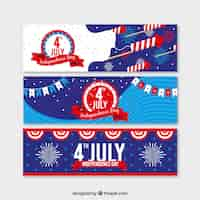 Gratis vector set van amerikaanse onafhankelijkheids banners