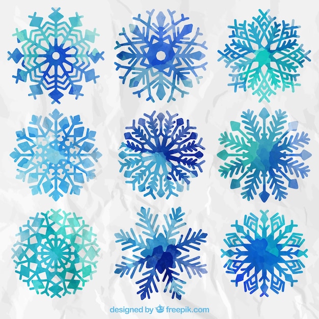 Gratis vector set van aquarel sneeuwvlokken