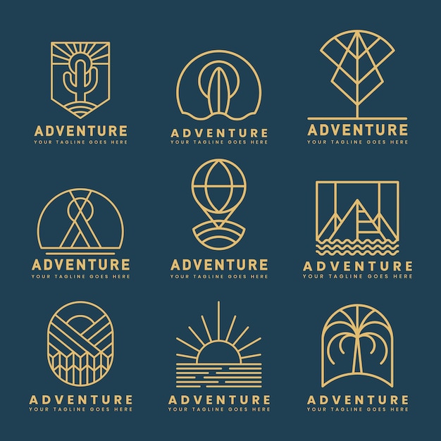 Set van avontuur logo vector