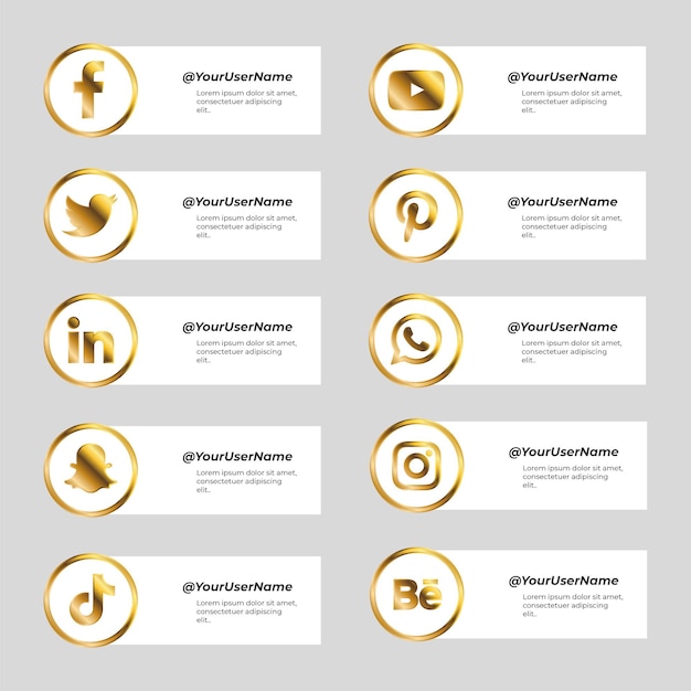 Set van banner voor sociale media met gouden pictogrammen