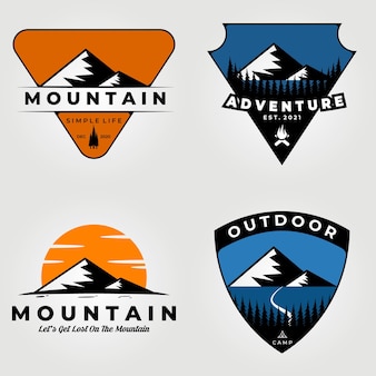 Set van berg avontuur logo vector illustratie ontwerp, outdoor logo