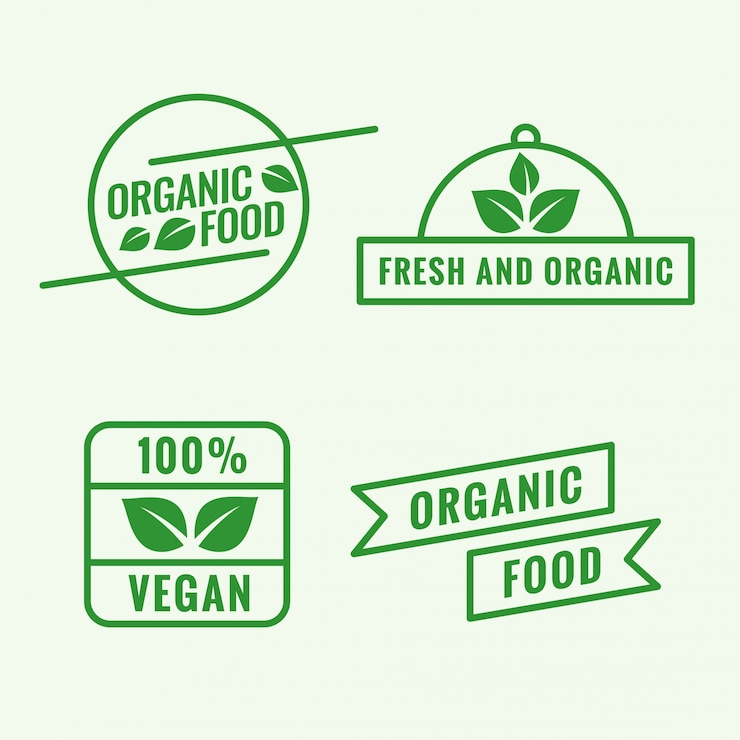 Gratis Vector set van biologisch voedsel-logo