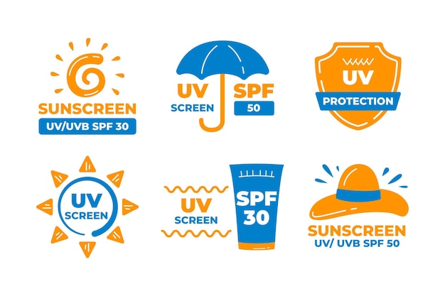 Gratis vector set van biologische platte uv-badges