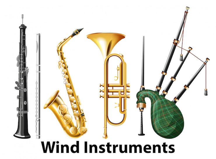 Gratis Vector set van blaasinstrumenten