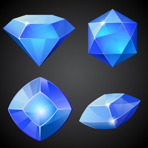 Set van blauwe vector edelstenen