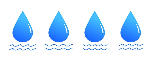 Gratis vector set van blauwe waterdruppels icoonontwerp