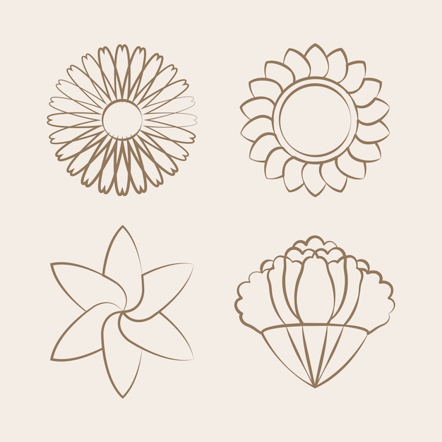 Set van bloeiende bloem tekening ontwerp vector