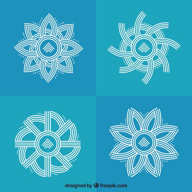 Gratis vector set van bloemen monogrammen gemaakt van lijnen