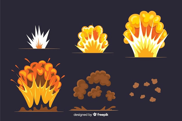 Set van bomexplosie-effecten