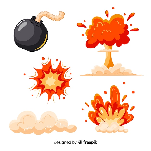 Set van bomexplosie-effecten