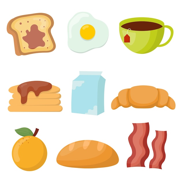 Gratis vector set van brood en bakkerij in cartoon-stijl vector