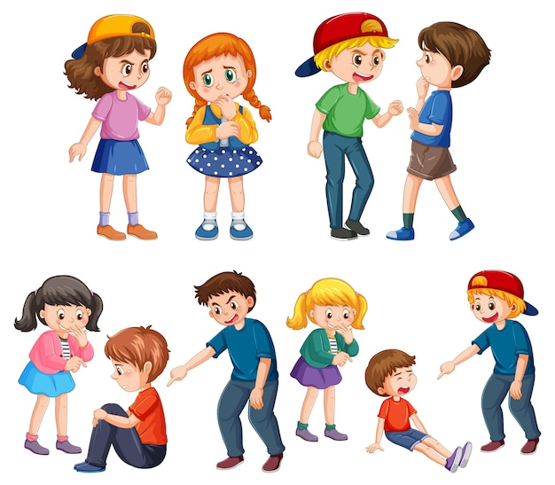 Gratis vector set van bullebak kinderen stripfiguur