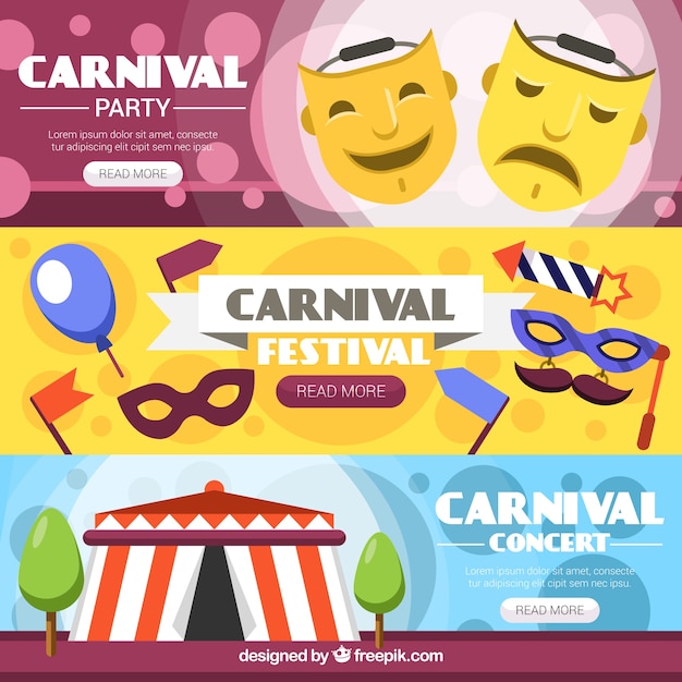 Set van carnaval en circus banners