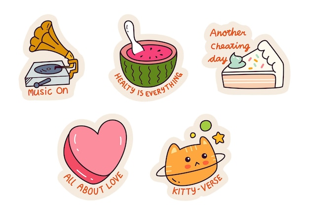 Set van cartoon kawaii sticker