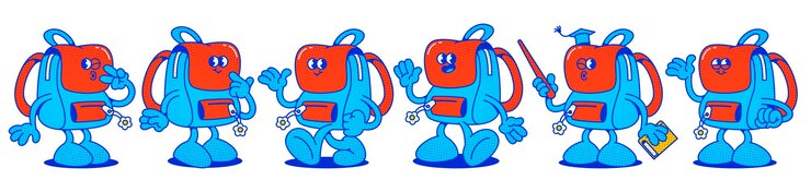 Gratis Vector set van cartoon school rugzak personages