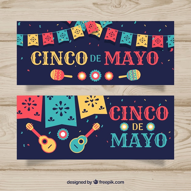 Set van cinco de mayo banners met mexicaanse elementen