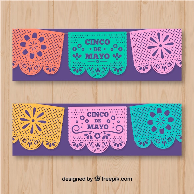 Set van cinco de mayo banners met traditionele elementen