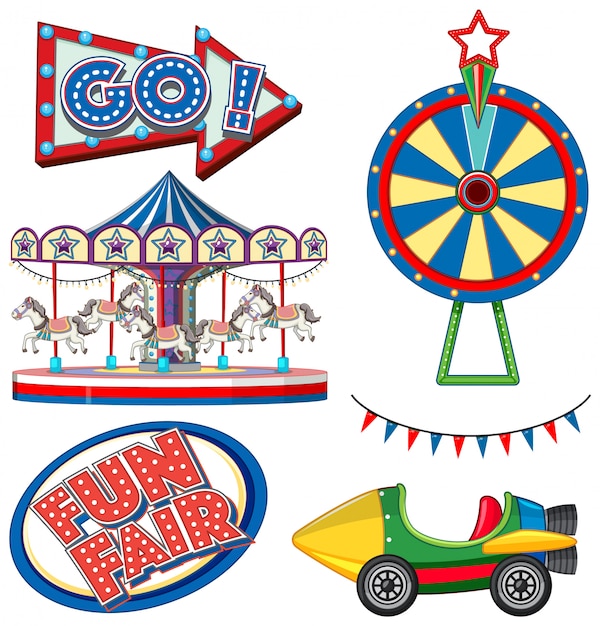 Gratis vector set van circusitems op witte achtergrond