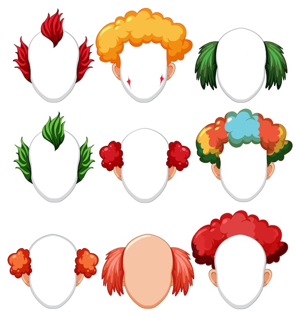 Gratis vector set van clown gezichtsuitdrukking