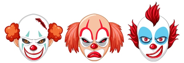 Set van clown gezichtsuitdrukking