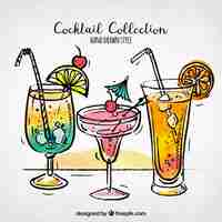 Gratis vector set van cocktail schetsen