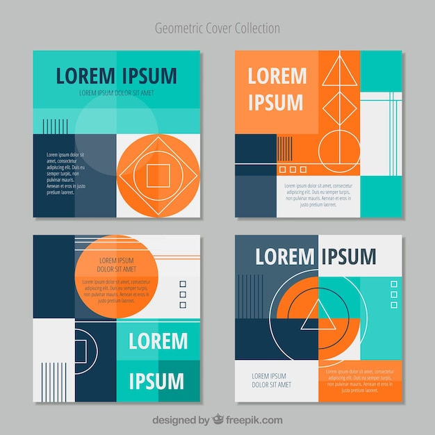 Gratis vector set van covers met geometrische vormen