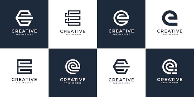 Set van creatief monogram letter e logo-ontwerp