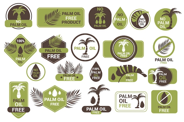 Gratis vector set van creatieve palmolie-insignes