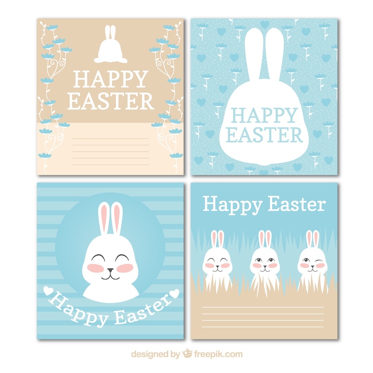 Gratis Vector set van creatieve pasen-kaarten